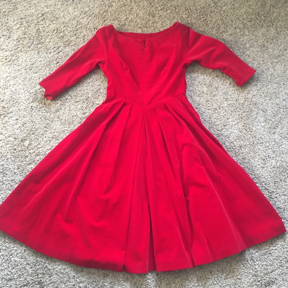 1950s 1960s velvet red dress cocktail housewife